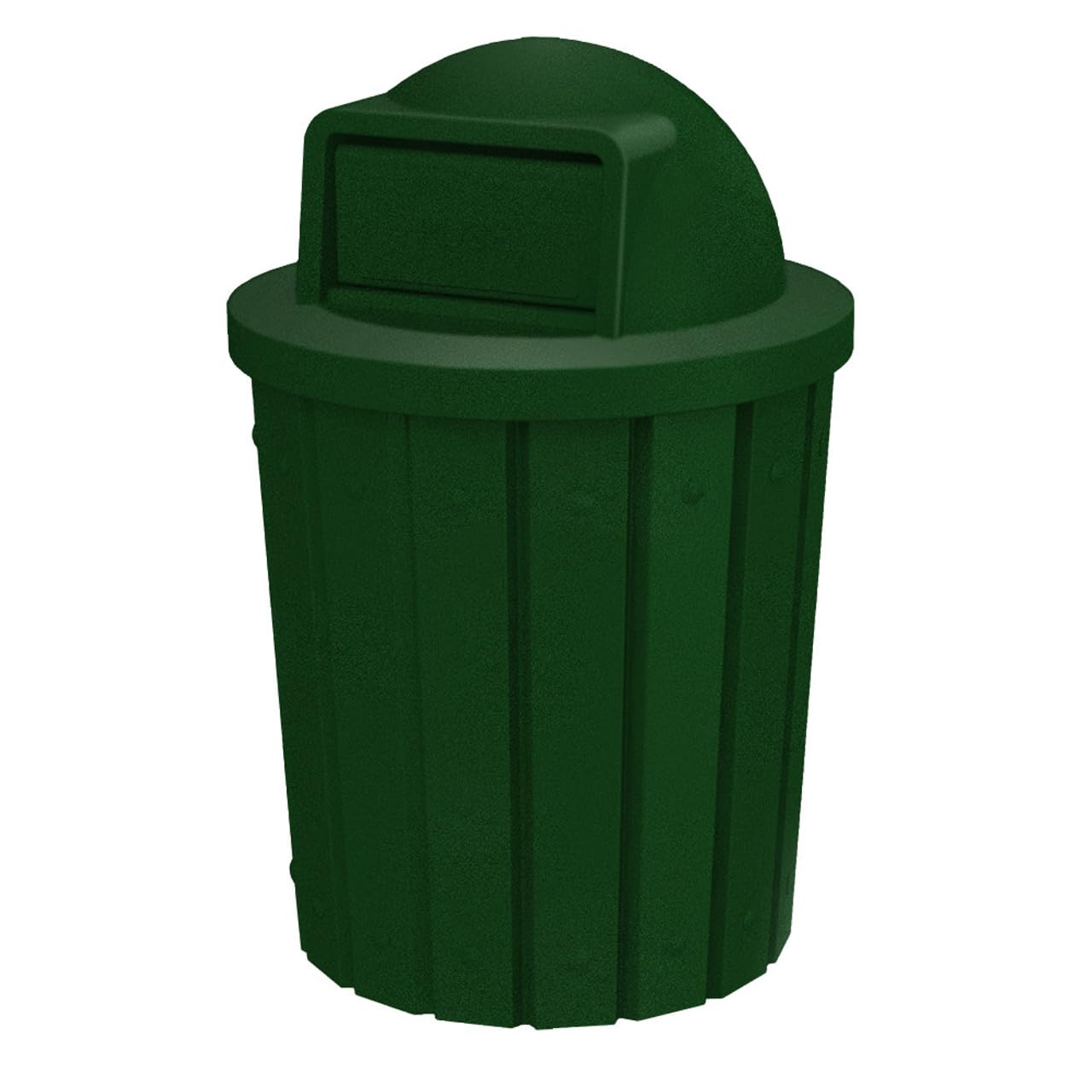 42 Gallon Slatted Circle 100% Recycled Plastic Commercial Outdoor and Indoor Trash Can with Push Open Dome Lid and Internal Liner | Great for Schools and Businesses - Green Granite