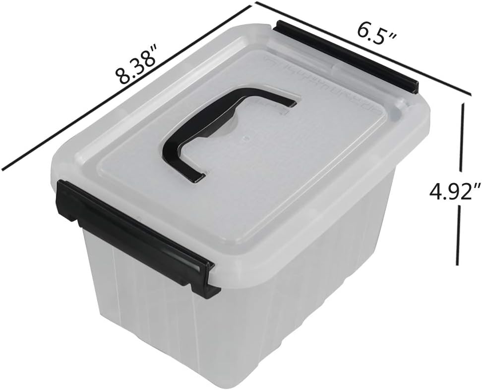 Small Plastic Storage Box, 6-Pack 3 Liter Storage Bins with Lid