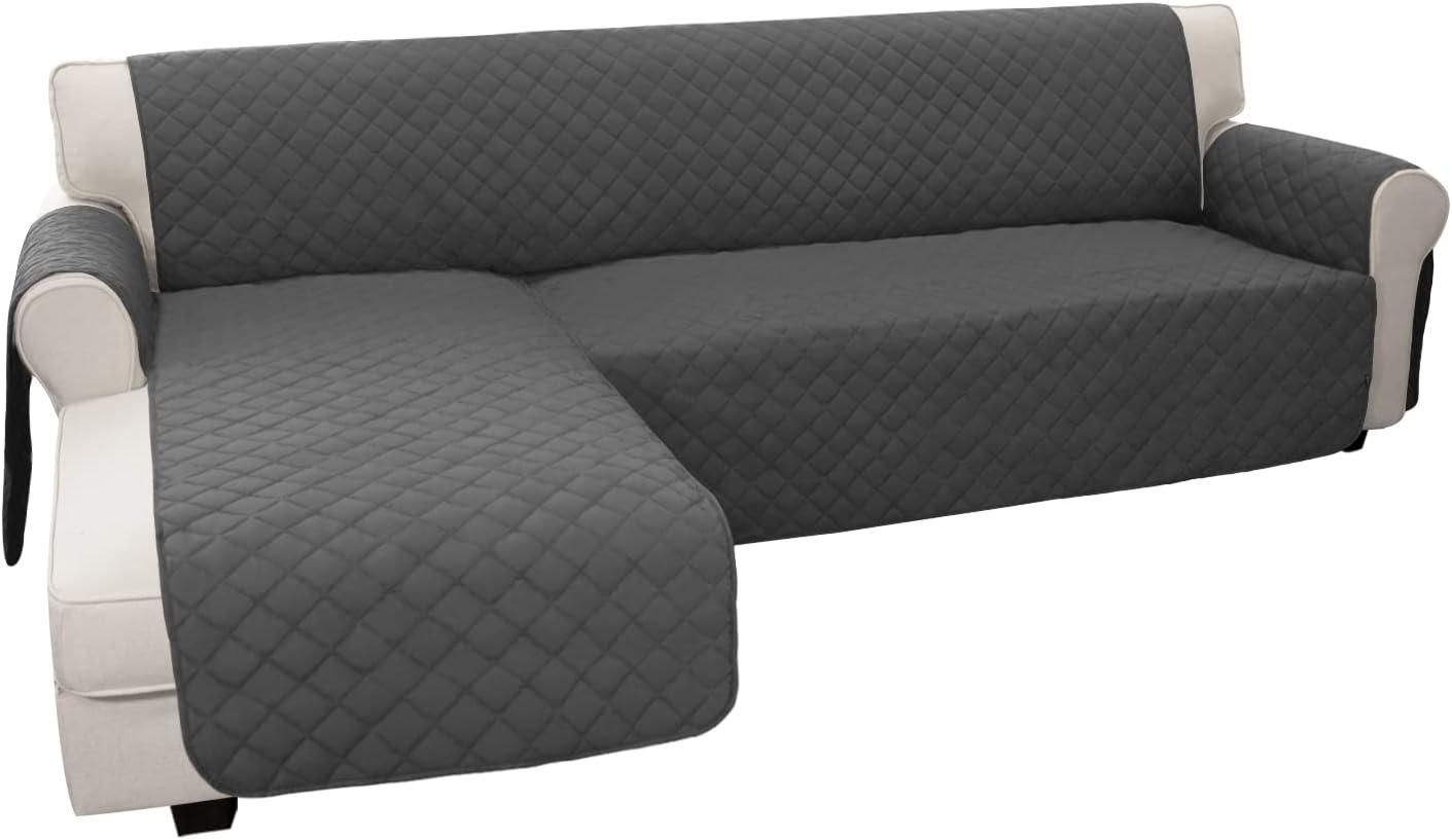 Easy-Going Sectional Couch Covers for Dogs L Shape Sofa Cover Reversible Sofa Slipcover Chaise Lounge Cover Furniture Protector Cover for Pets Dog Cat (Small, Dark Gray/Dark Gray)
