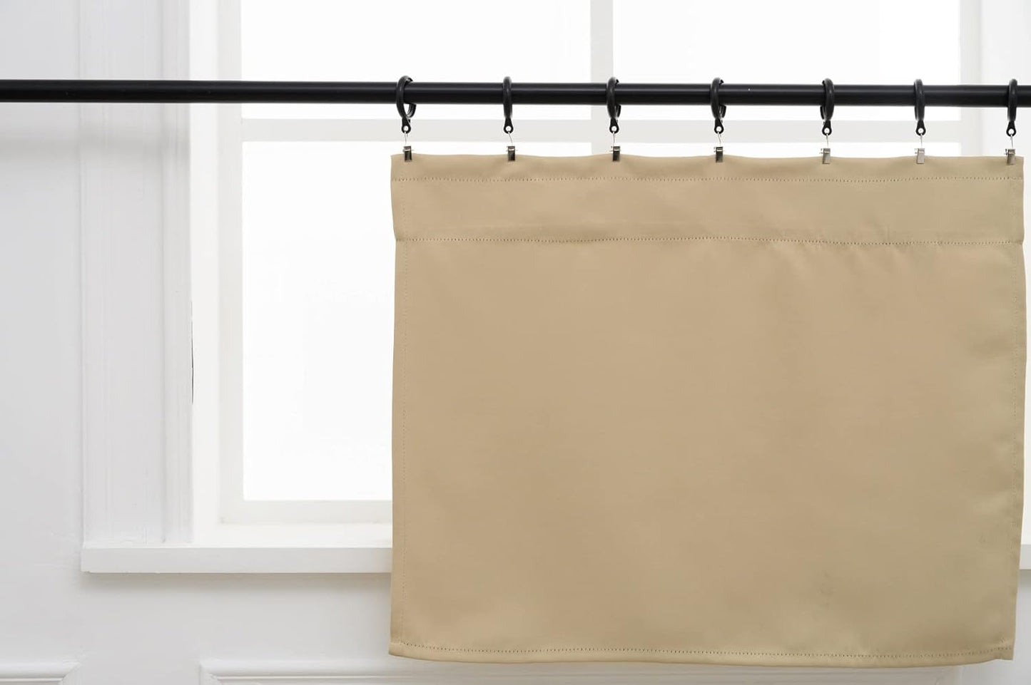 Pickluc Rod Pocket Tier Curtain - Half Blackout Curtain for Kitchen, Bathroom, Cabinet, Basement, 42 Inches Wide and 24 Inches Long, Beige, 2 Panels