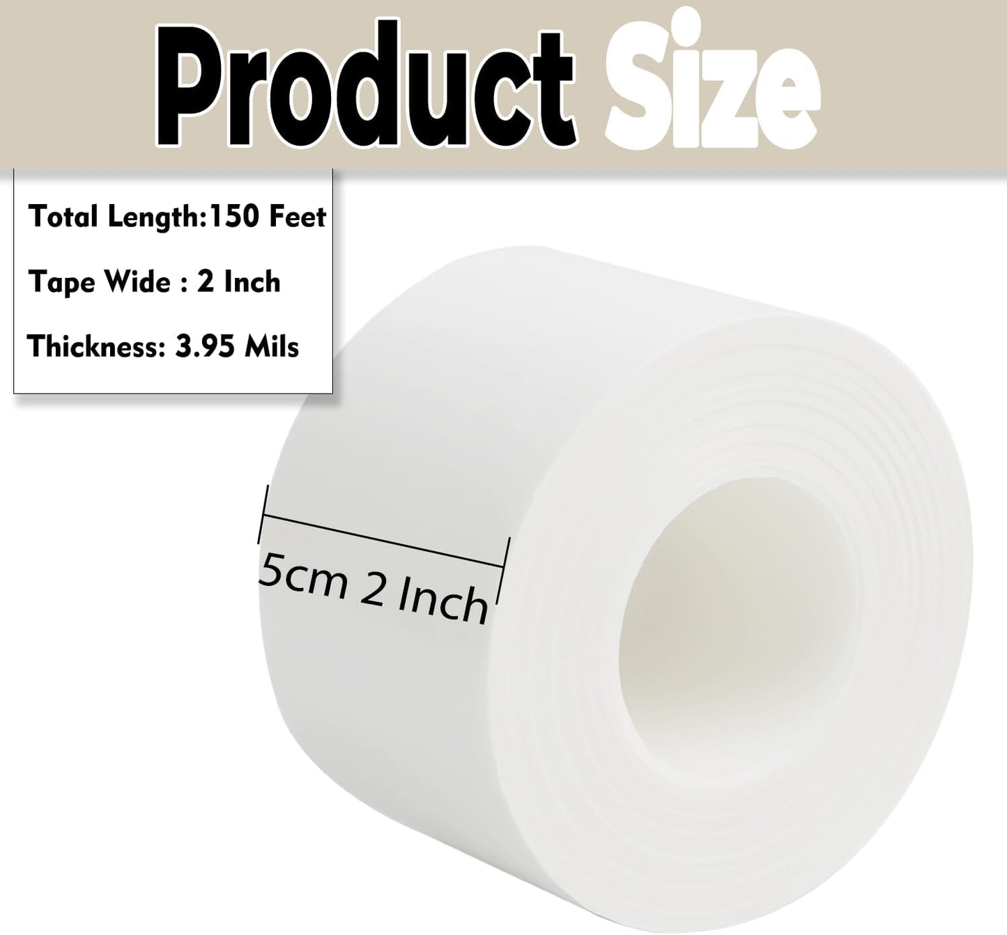 Window Insulation for Winter Weather Sealing Tape 2 Inch x 50 Yards Weather Stripping Residue Free Draft Isolation Sealing Film Tape for Shower Glass Gaps and Doors Windows