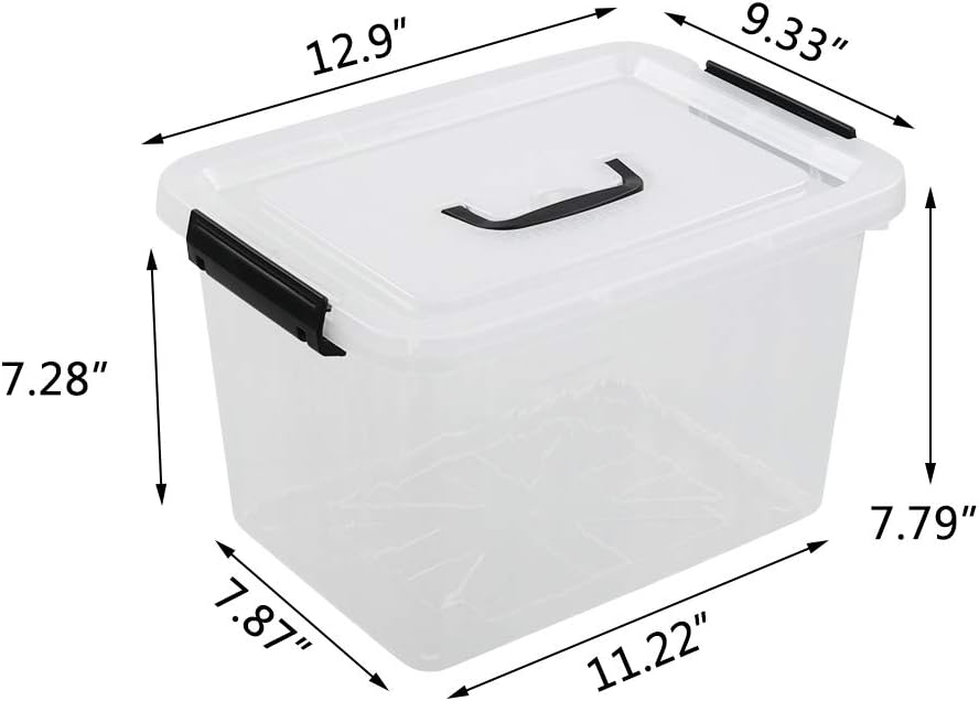 10 L Clear Plastic Latching Box, Plastic Storage Bin with Lids, 4-Pack
