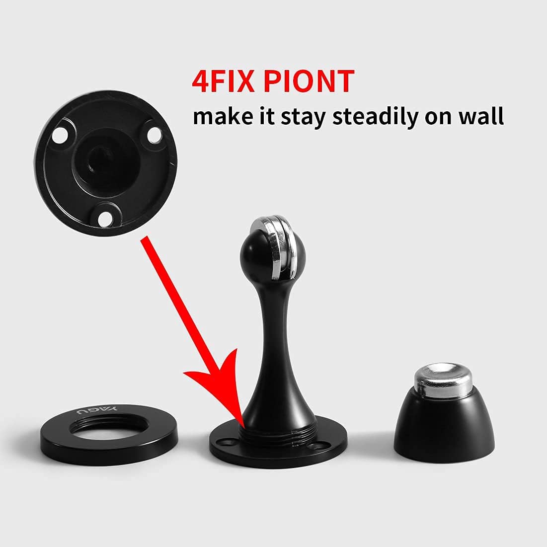 YAGU Door Stopper 4 Pack Magnetic Door Stops, Zinc Alloy Matte Black Door Catch Door Holder Wall Floor Mounted, Metal Soft-Catch