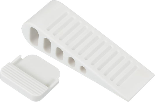 PATIKIL Rubber Door Stoppers for Bottom of Door, Door Wedge Stopper with Holder Sturdy Stackable Doorstop Wall Protector for Home Office Floor Concrete Tile, White