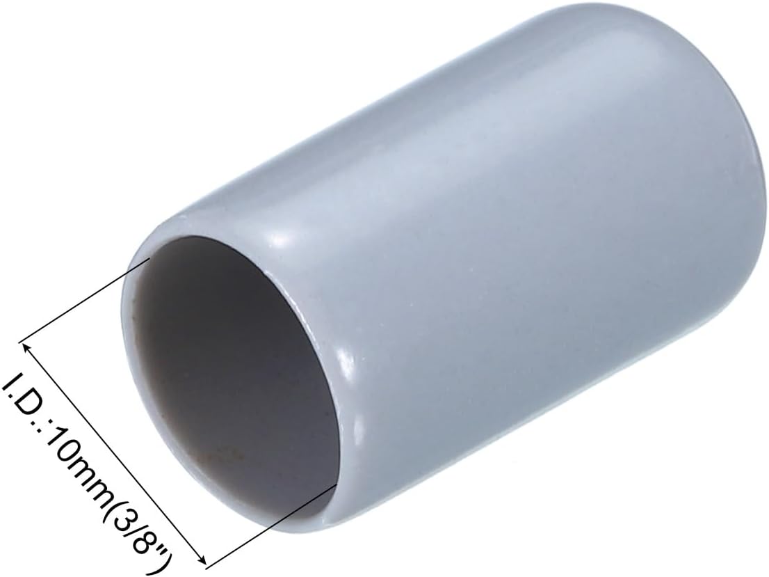 uxcell 20pcs Rubber End Caps 10mm(3/8") ID Vinyl PVC Round Tube Bolt Cap Cover Screw Thread Protectors Grey