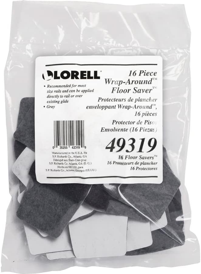 Lorell LLR49319 Wrap Around Floor Savers, Gray Count 16 (Pack of 10)