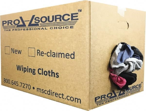 PRO SOURCE Low Lint Reclaimed Cotton Polo Shop Rags, Washable Reusable Disposable (25 lb Box)