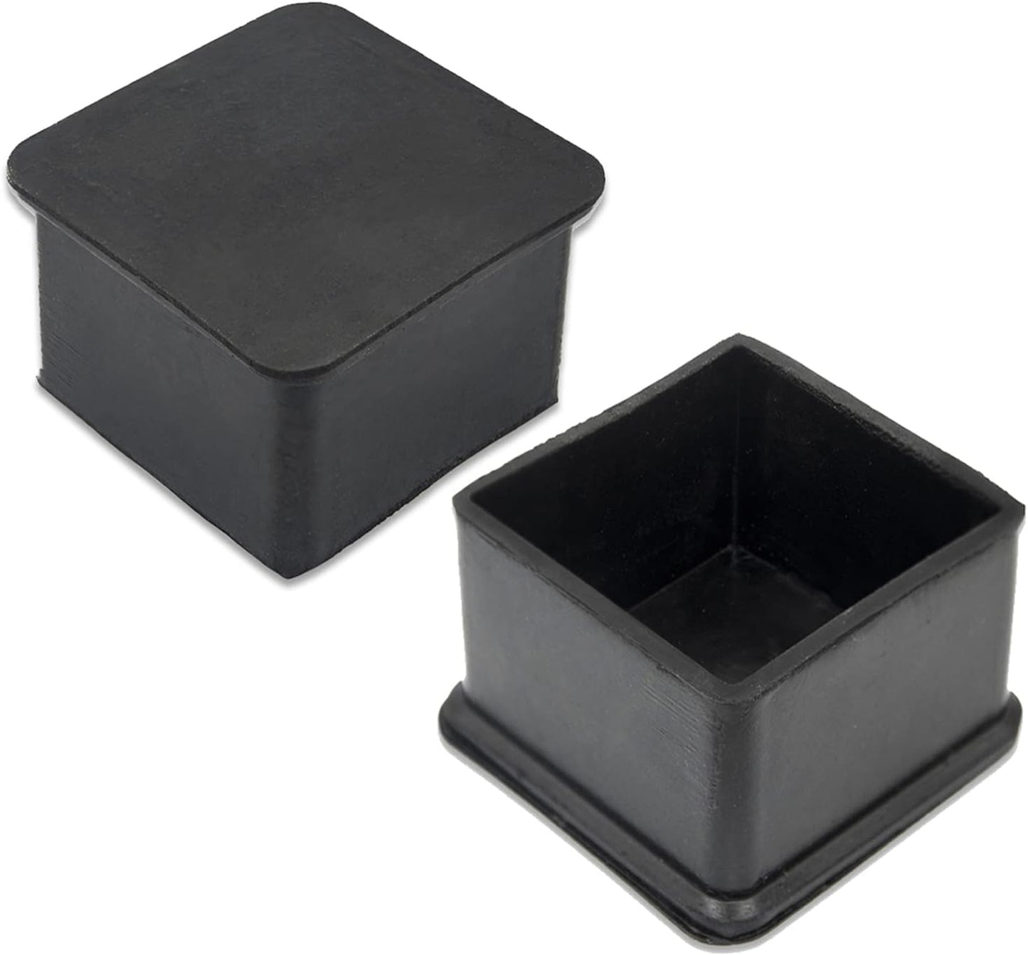 Flyshop Non-Slip Thick Rubber Leg Tips Floor Protectors Square Chair Leg Caps, 20pcs, Black, 40 mm x 40 mm, 1-9/16" x 1-9/16"