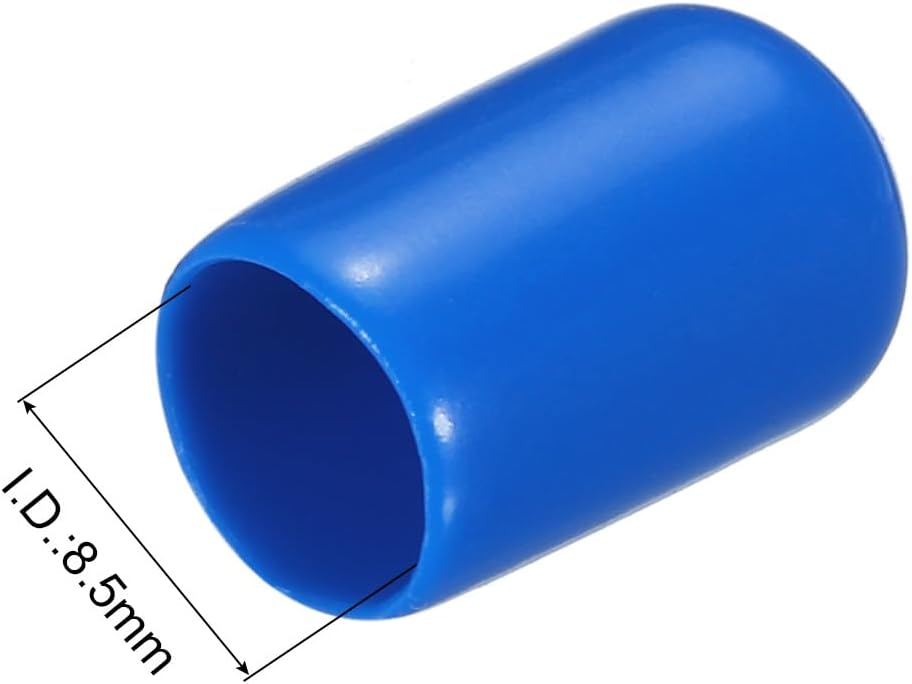 uxcell 20pcs Rubber End Caps 8.5mm ID Vinyl PVC Round Tube Bolt Cap Cover Screw Thread Protectors Blue