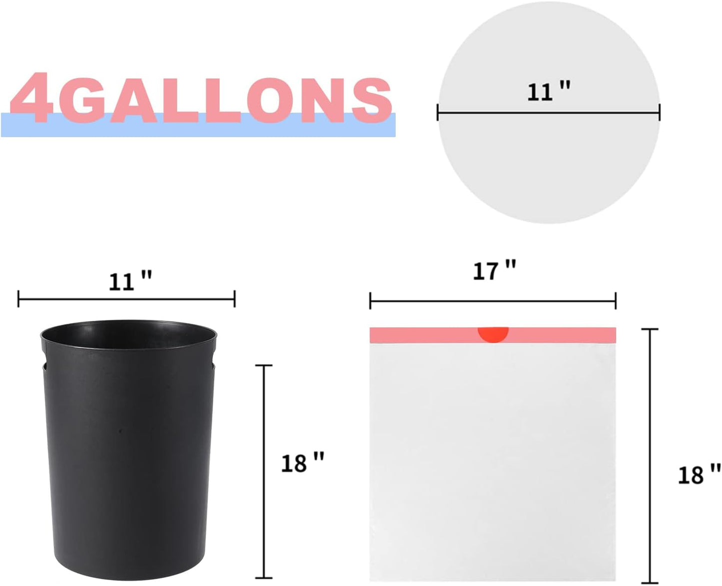 Small Trash Bag 4 Gallon Drawstring Garbage Bags For Small Trash Cans 2-4 Gallon, Office kitchen Bathroom, Thickened Stretchy (100 Count)