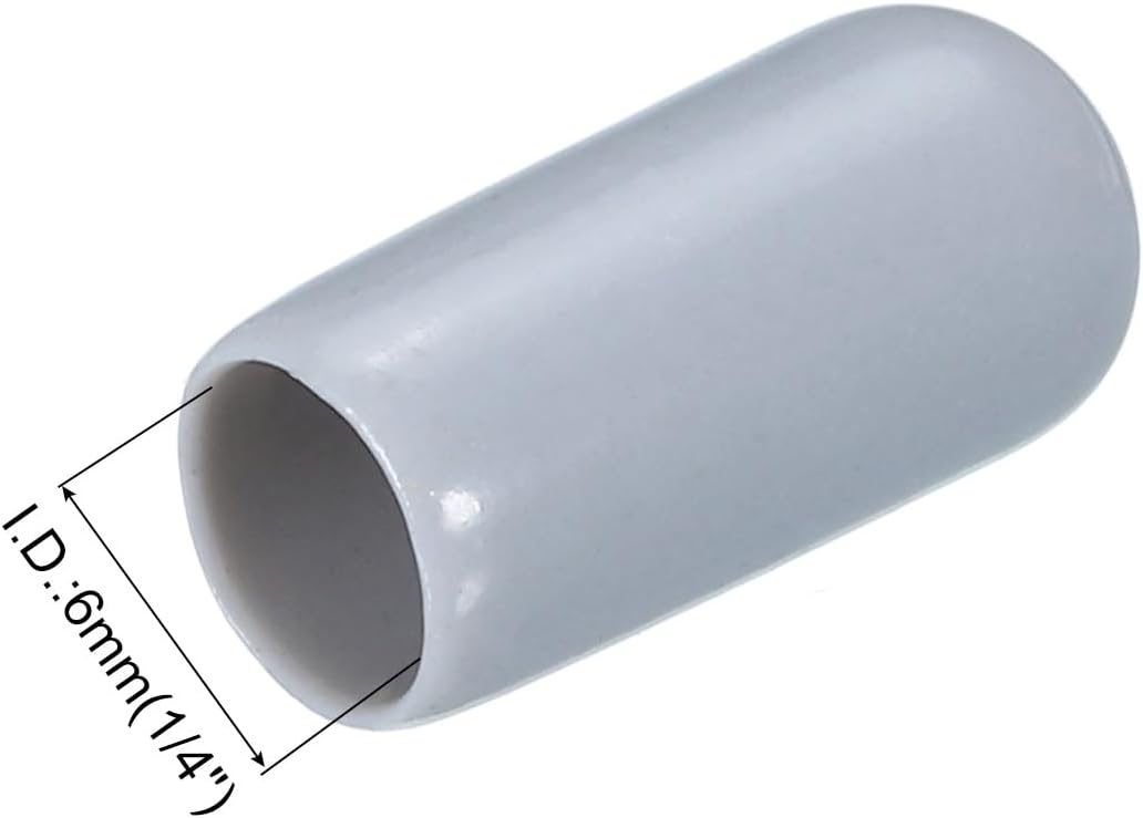 uxcell 20pcs Rubber End Caps 6mm(1/4") ID Vinyl PVC Round Tube Bolt Cap Cover Screw Thread Protectors Grey