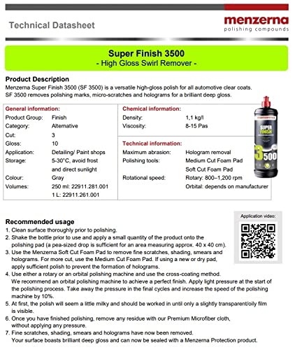 Menzerna SF3500 Super Finish 3500, 32 oz.