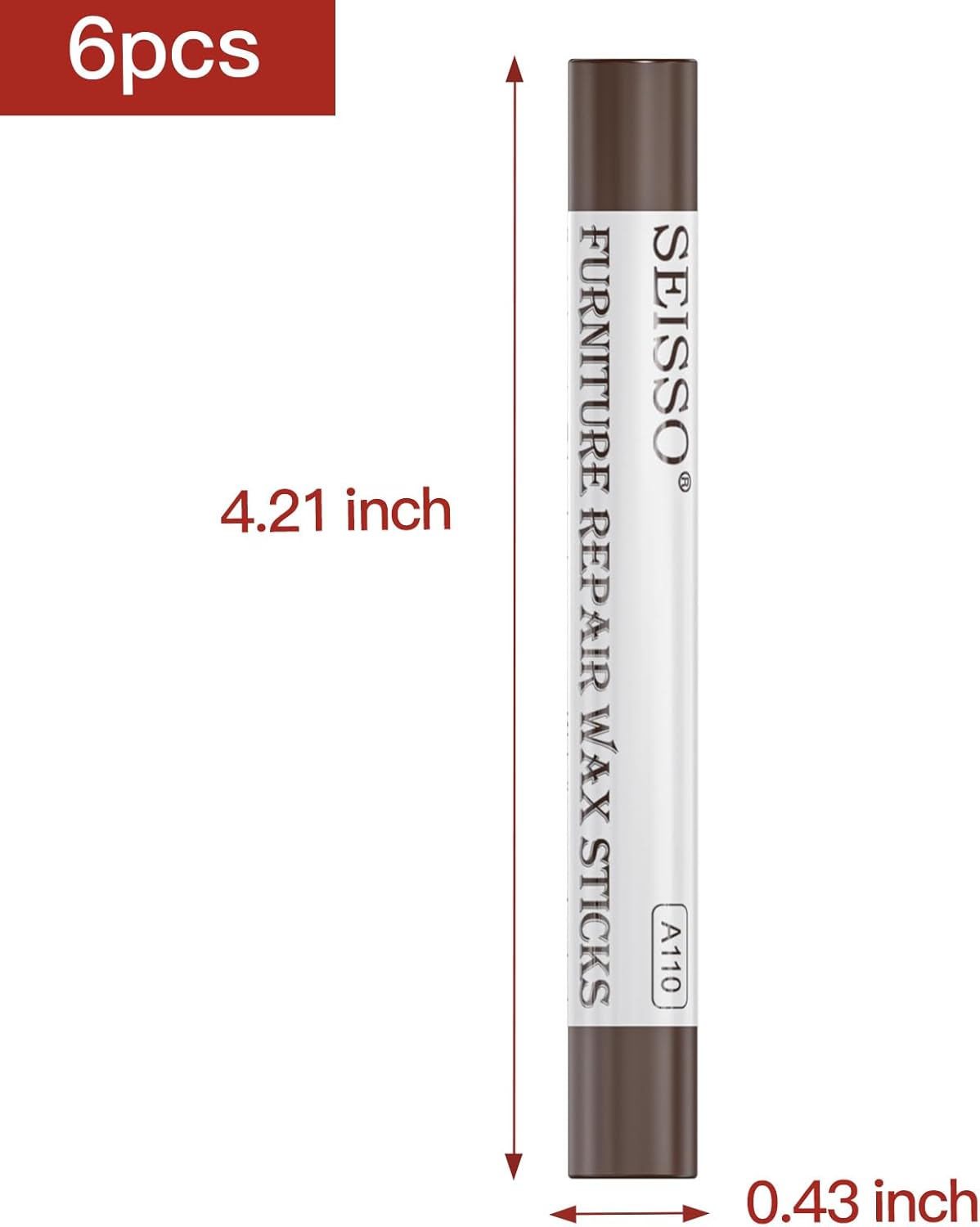 SEISSO Furniture Repair Crayon, 6 Pcs - Wood Filler Sticks, Scratch Repair Wax, Furniture Marking Repair - Scratch, Hole, Table, Wood Floor, Guitar, Covering, Instrument Fill Sticks-Tint Nut-Brown
