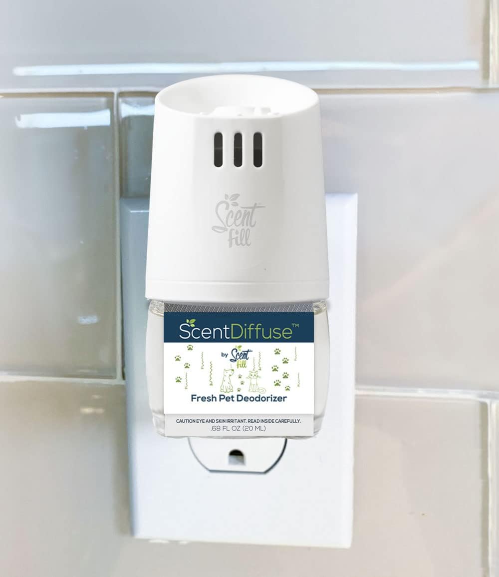 ScentDiffuse Pet Odor Deodorizing Air Freshener Starter Kit, 2 Refills + Diffuser