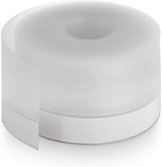 Silicone Weather Stripping Door Seal Strip, 16.4 Feet Self Adhesive Sealing Sticker Sealing Tape for Door Draft Stopper Adhesive for Doors Windows Shower Glass Gaps (Transparent, Width 45mm)