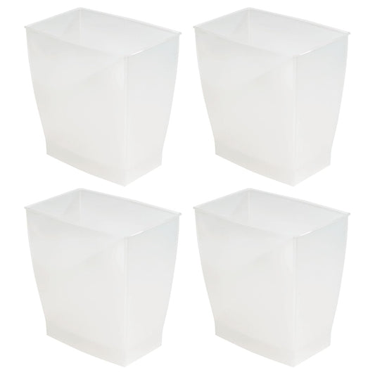iDesign Small Rectangular Bathroom Trash Cans - Set of 4 - Frost