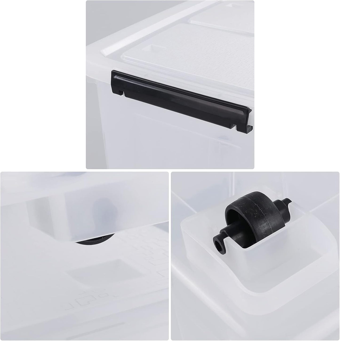 4 Packs 30 L Stackable Plastic Storage Bins with Lids and Wheels, Latching Clear Storage Container Box