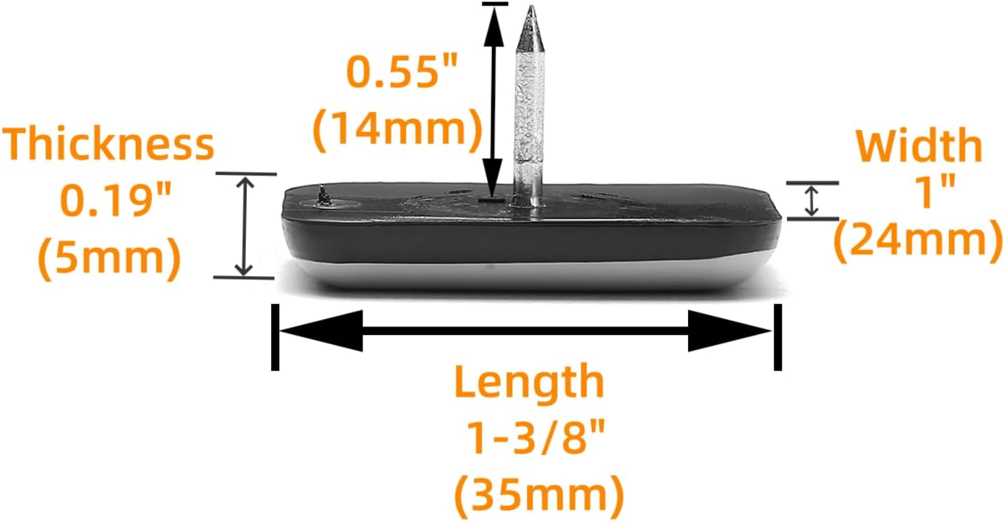 Furniture Sliders-Furnigear (Teflon) Nail in Chair Glides for Carpet and Hardwood Floor - Move Your Furniture Easily & Safely - Best Floor Protector (1x1-3/8-24 Pack)