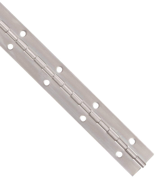 Stainless Steel Continuous Hinge with Hole, Bright Annealed Finish (2 Feet Long, 1-1/2 Inches Wide)
