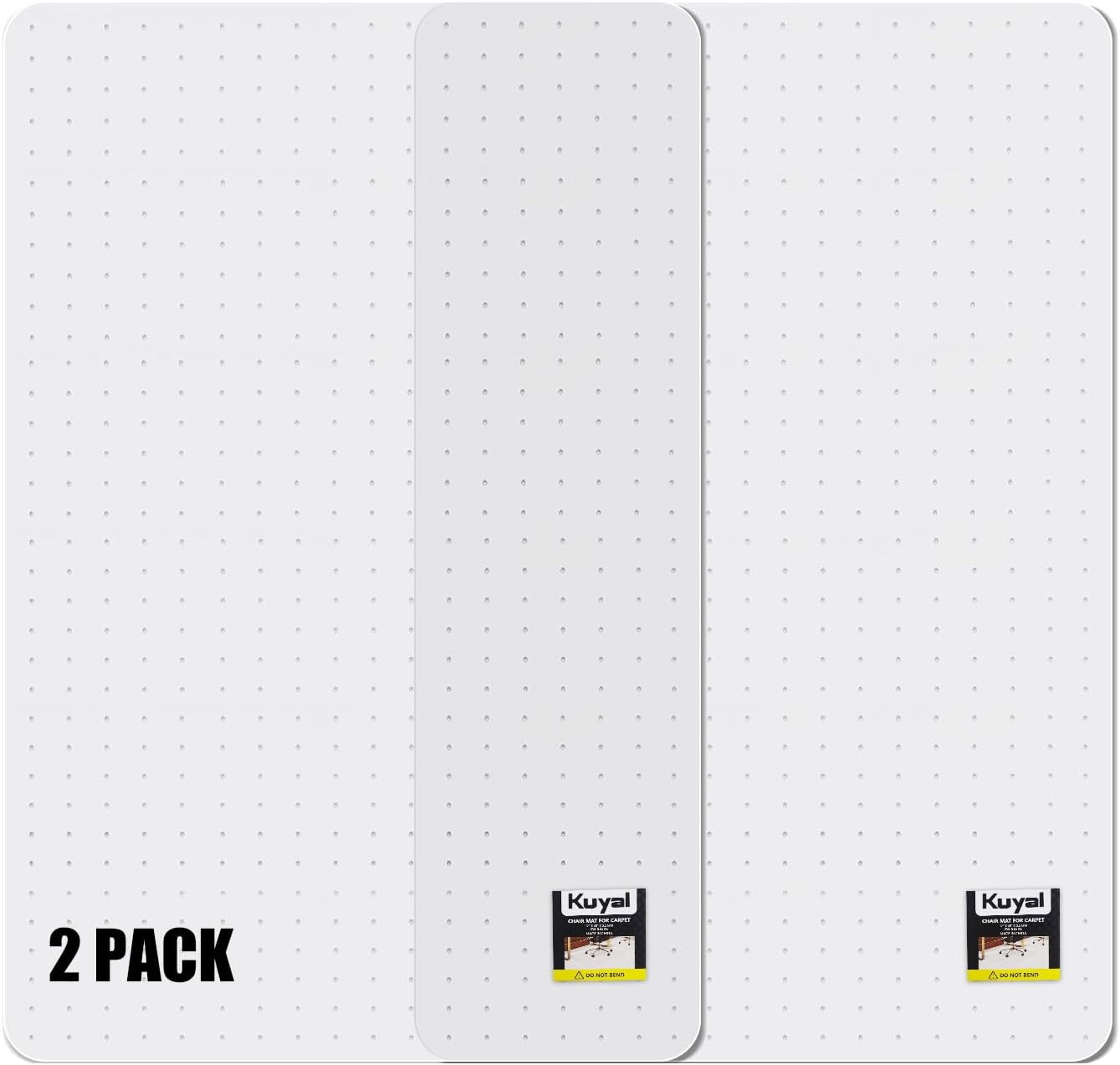 Kuyal Office Chair Mat for Carpet, 2 Pack 32x 49 Clear Heavy Duty Computer Chair Mat, Under Desk Protector Carpeted Floors Mat, Easy Chair Movement,Ship Flat