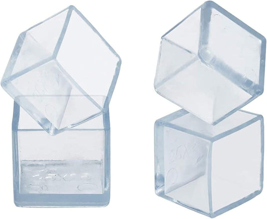 Still Awake 16 Pcs Transparent Square PVC Rubber Leg Tips Furniture Floor Protectors Chair Table Bar Stool Leg Covers Cube Feet 1 Inch x 1 Inch (25 x 25mm)