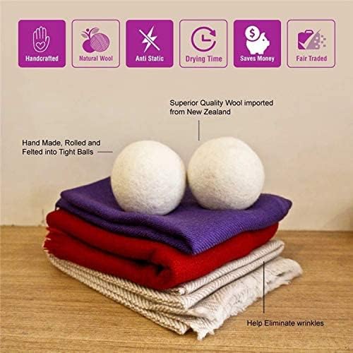 NATURAL THINGS Alpaca Wool Dryer Balls, Fabric Softener Balls, Anti Static, Reduce Energy Cost & Drying Time, Pack of 6 Made from All-Natural New Zealand Wool, Reusable, 100% Organic (XXXL)