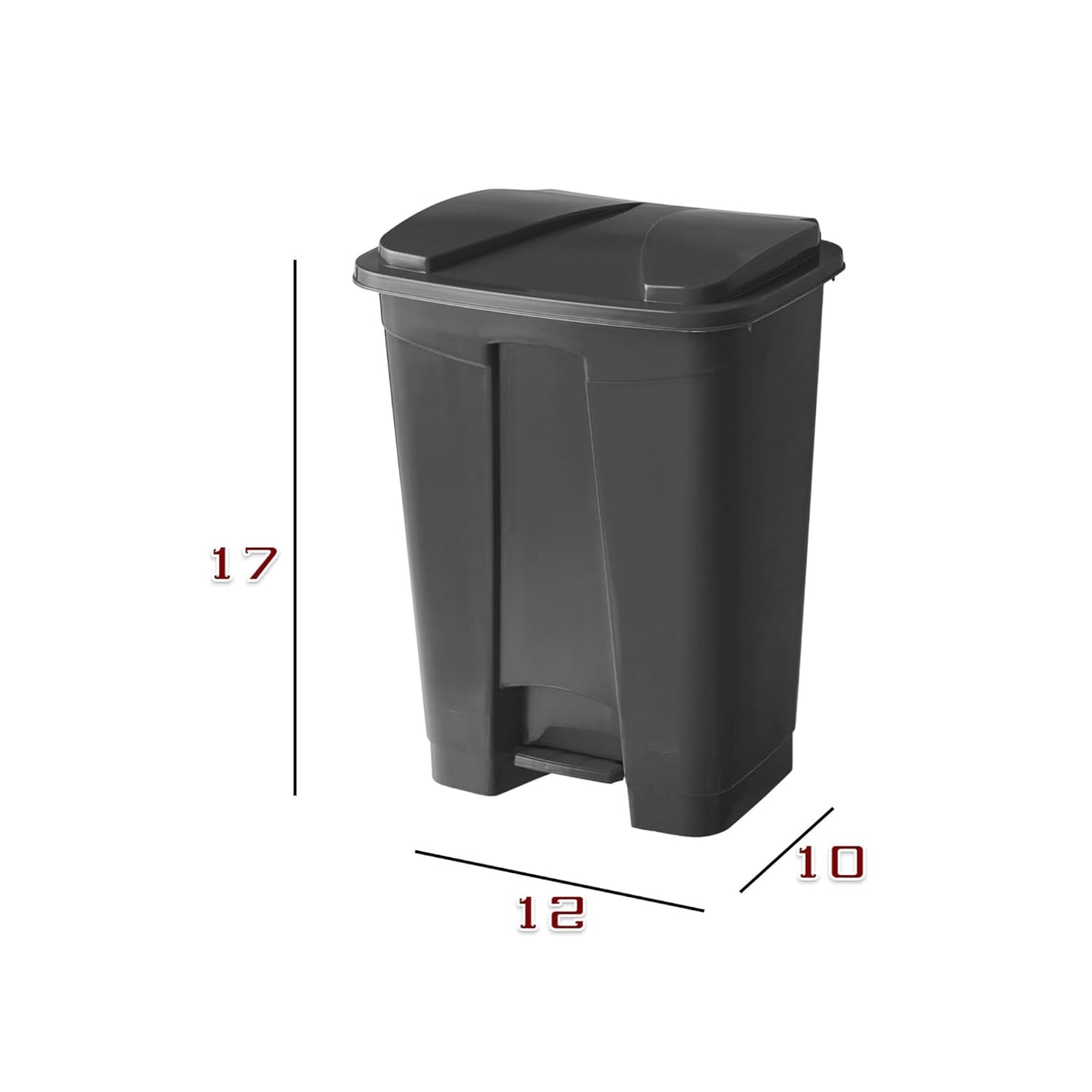 PRO&Family Step-On Trash Can with Lid, Plastic Waste Bin, Foot Pedal Operation (Black, 4 Gallon)
