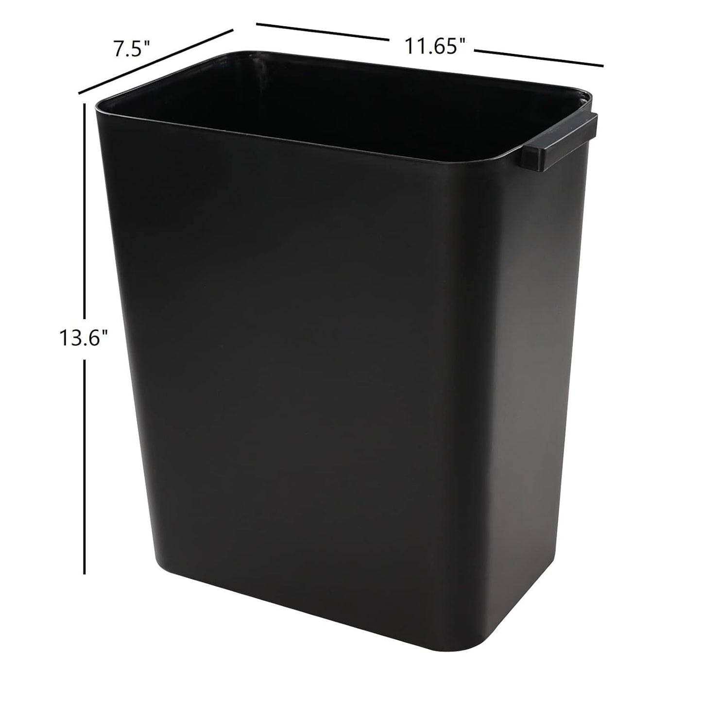 3-Pack Black 4.5 Gallon Plastic Trash Can Wastebasket, Garbage Container Bin