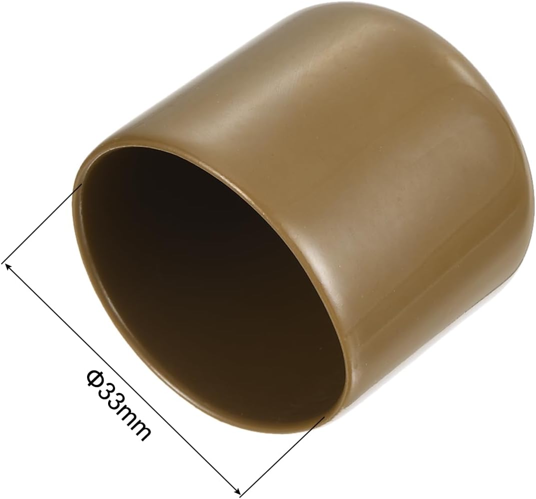 uxcell 20pcs Rubber End Caps 33mm(1 5/16") ID Vinyl PVC Round Tube Bolt Cap Cover Screw Thread Protectors Light Brown
