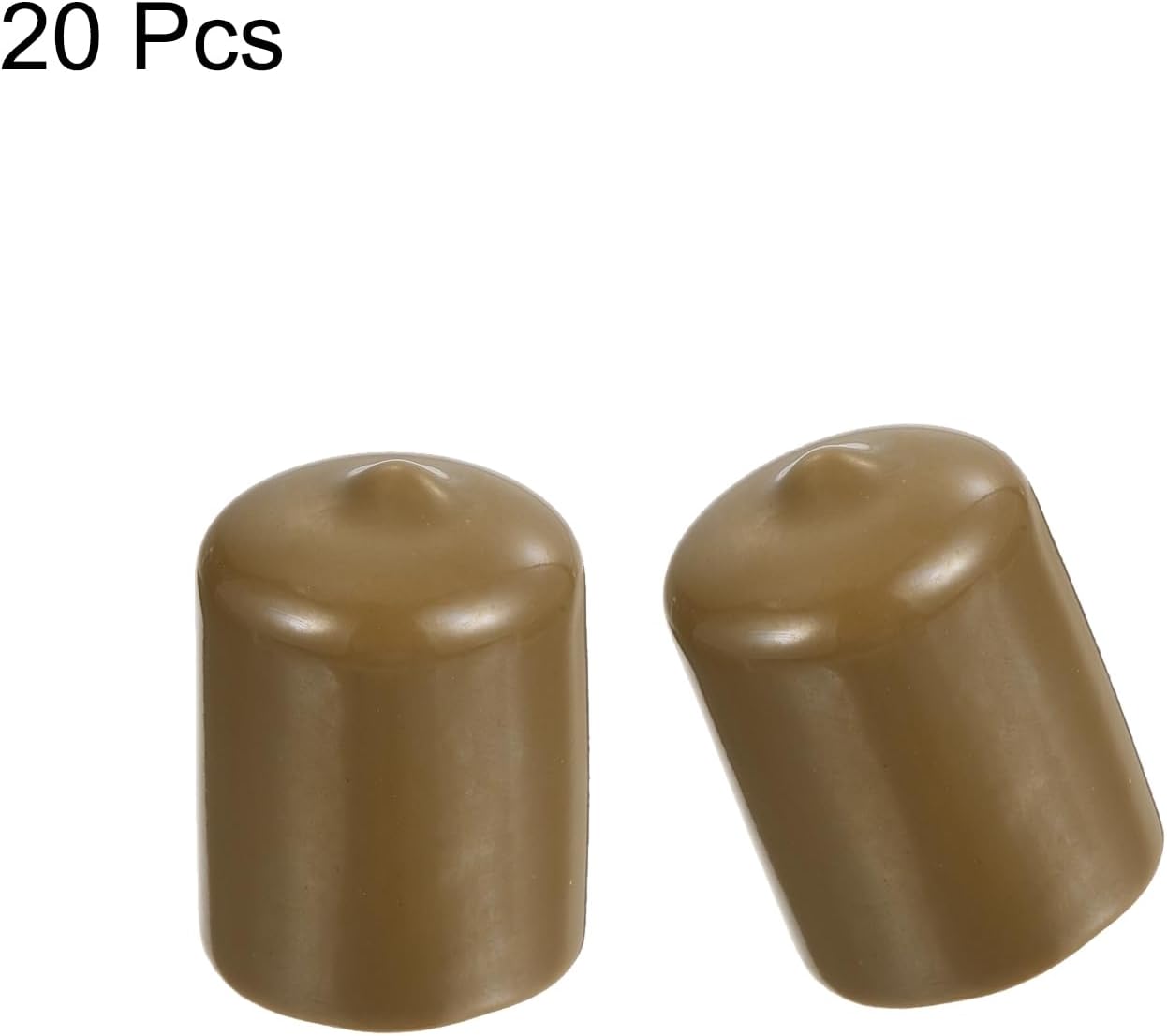 uxcell 20pcs Rubber End Caps 20mm(3/4") ID Vinyl PVC Round Tube Bolt Cap Cover Screw Thread Protectors Light Brown