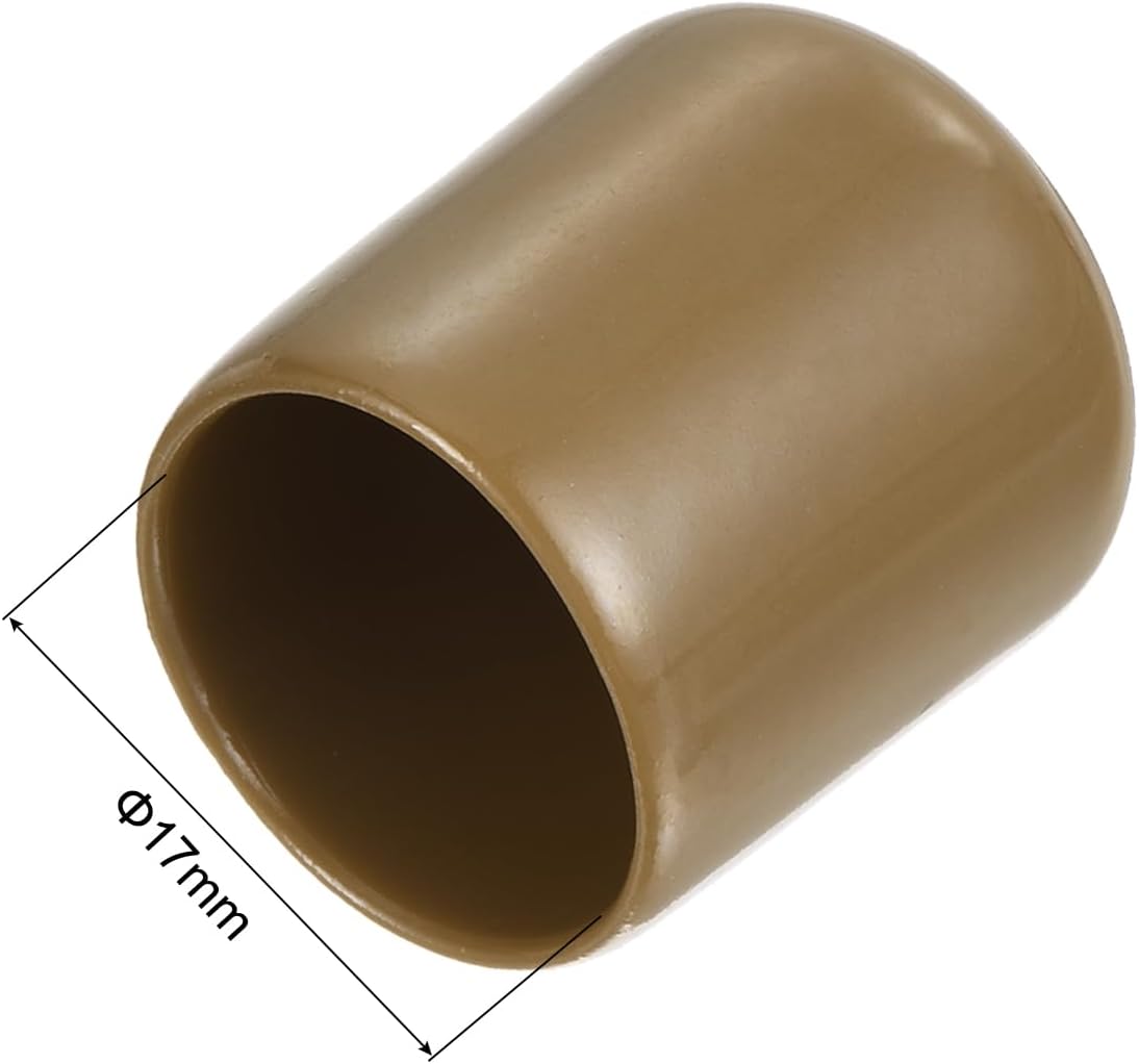 uxcell 20pcs Rubber End Caps 17mm ID Vinyl PVC Round Tube Bolt Cap Cover Screw Thread Protectors Light Brown