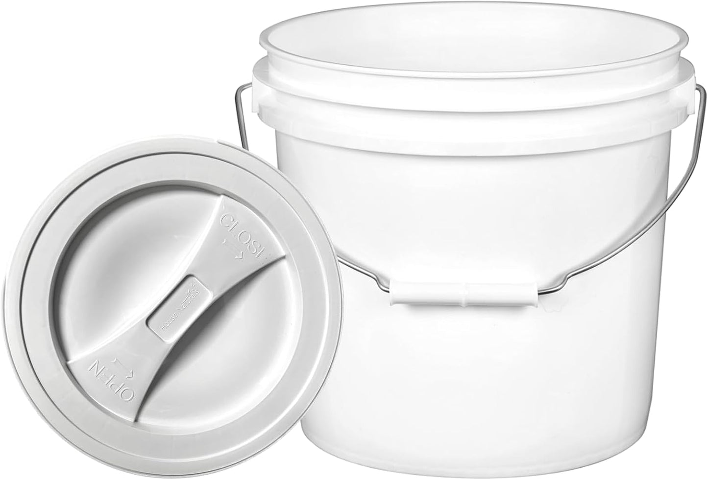 House Naturals 2 Gallon Food Grade BPA Free Bucket Container with Screw on White Lid (Pack of 2) Made in USA Container (White)
