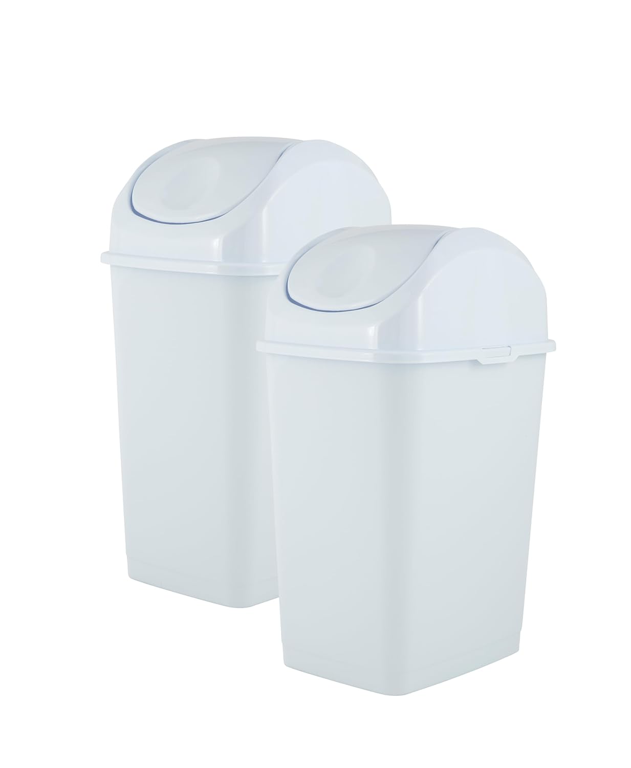 Superio Medium Trash Can with Lid 4.5 Gallon Plastic Swing Top Garbage Can Slim Waste Bin for Under Sink/Cabinet, Laundry Room, Kitchen, Office, Bedroom, Bathroom, College Dorm, 18 Qt, White, 2