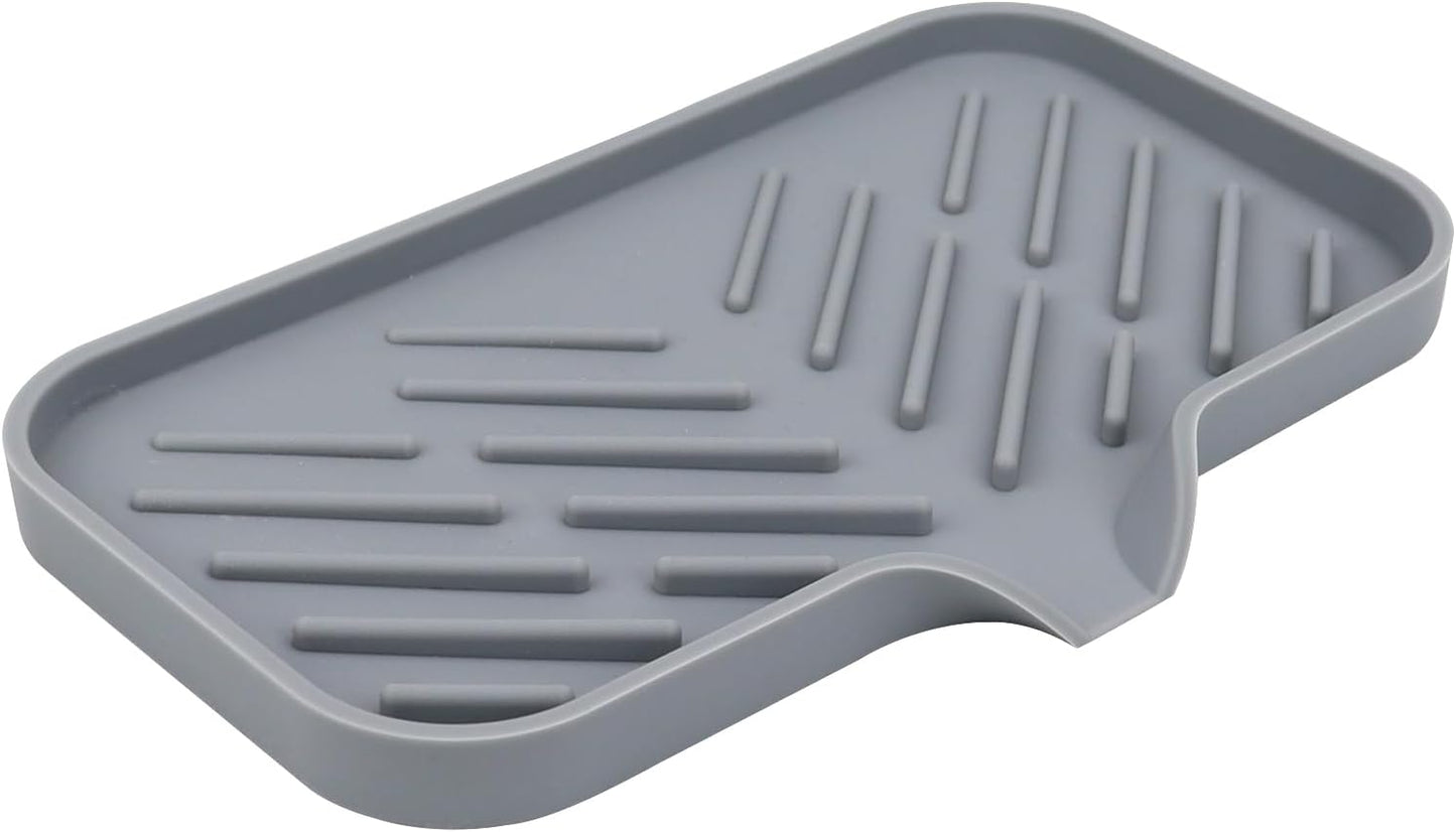 Yasmen Silicone Bathroom Soap Dishes, Sink Sponge Holder for Kitchen, Rubber Soap Dish with Drain, Shower Soap Sponge Tray, Sink or Counter Organizer, for Bar Soap, Bottle, Dish Soap Dispenser-Grey