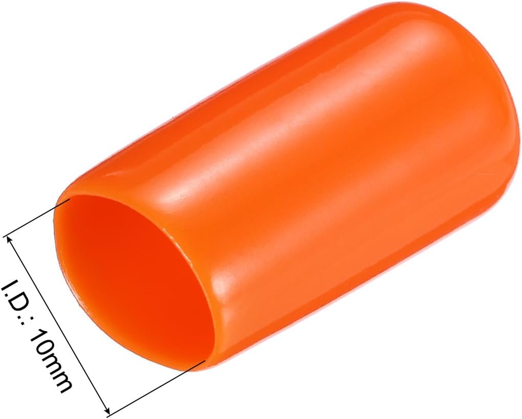 uxcell 20pcs Rubber End Caps 10mm(3/8") ID Vinyl PVC Round Tube Bolt Cap Cover Screw Thread Protectors,Orange