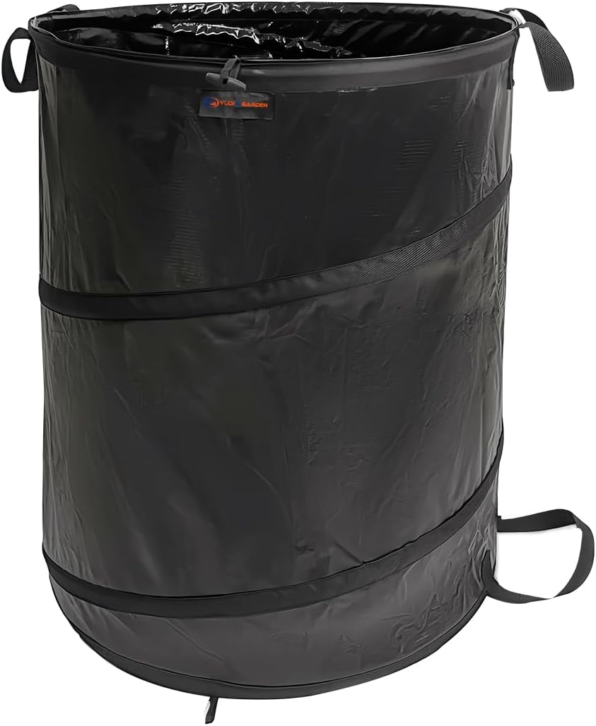YUDI & GARDEN 45 Gallon Collapsible Garden Bag｜Collapsible Trash Can｜Camping Trash Can,Black,for Collecting Weeds, Party and Yard Waste