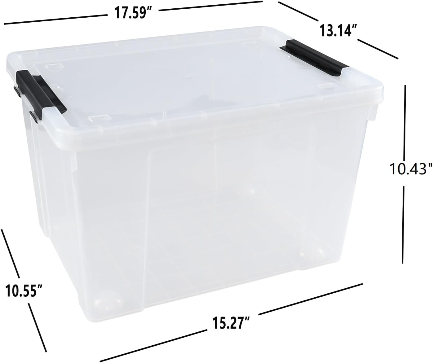 4 Pack Clear Storage Latch Bin with Lid, 34 L Plastic Wheeled Storage Box