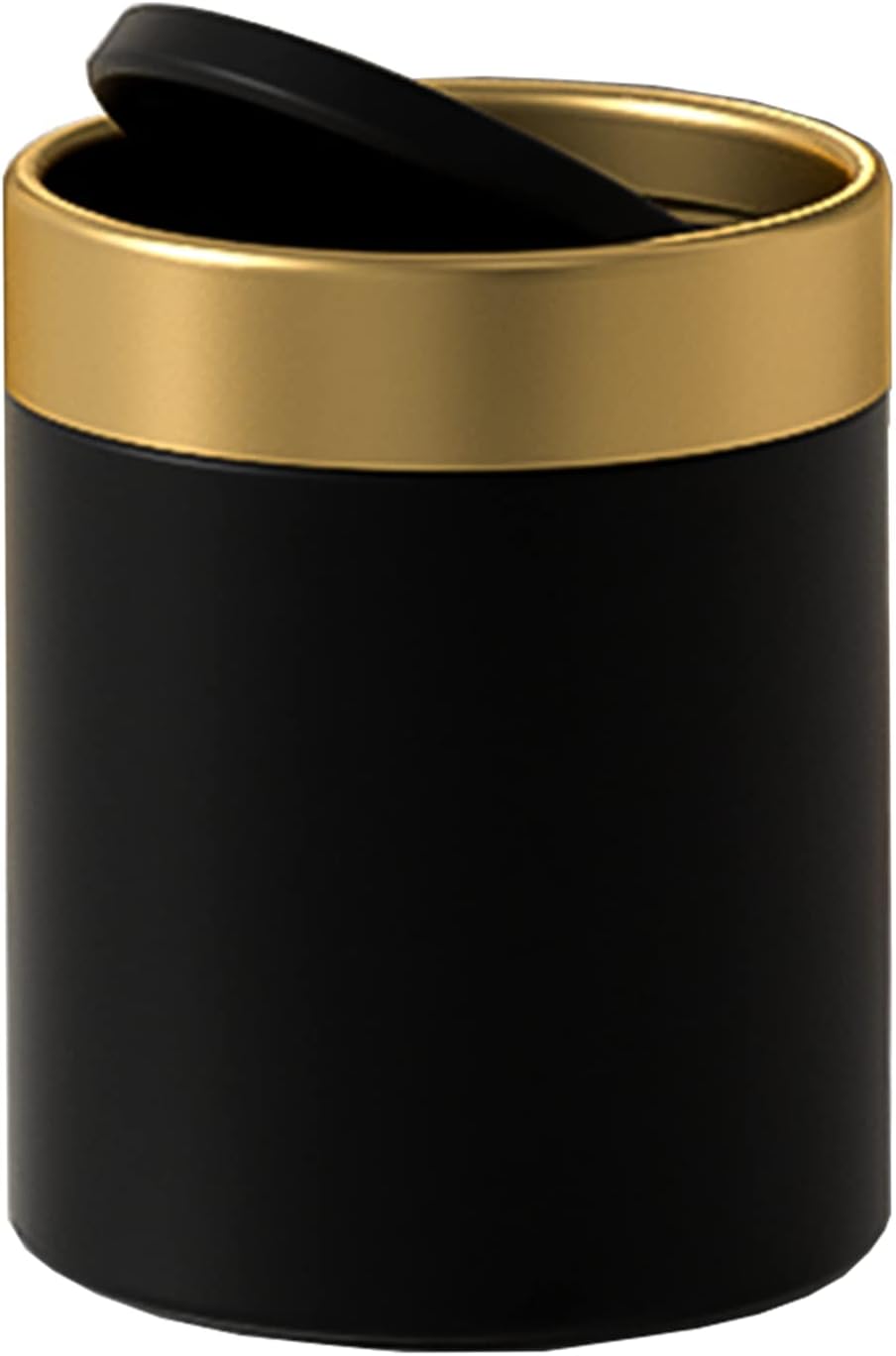 Mini Trash Can with Lid, Metal Small Tiny Mini Trash Bin Can, Mini Countertop Trash Cans for Desk Car Office Kitchen, Swing Top Trash Bin 1.5 L/0.40 Gal (Black)
