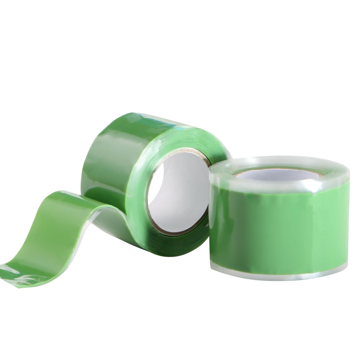 Self Fusing Silicone Tape 2 Rolls 1 in x 5' Green Waterproof Rubber Leak Proof Sealing Rubber Self-amalgamating Tape for Emergency Hot and Cold Water Pipe Repairs and Tool Fixation