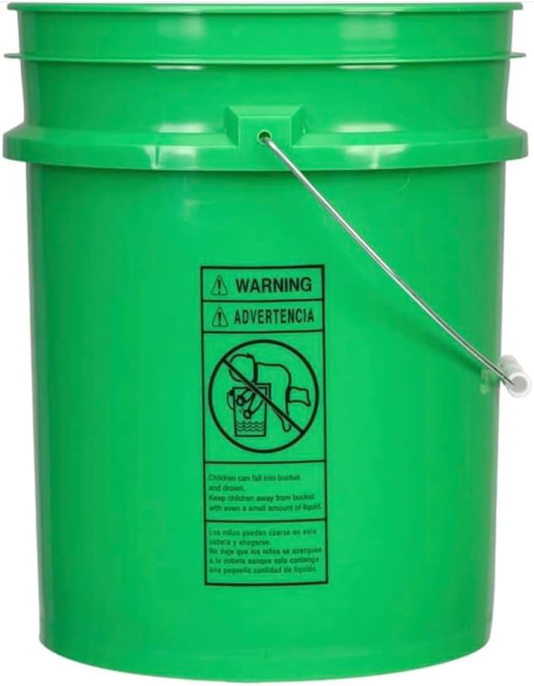 House Naturals 5 Gallon Premium HPDE Plastic Bucket - Made in USA Food Grade Storage Container, BPA Free All Purpose Pail (4, Green)