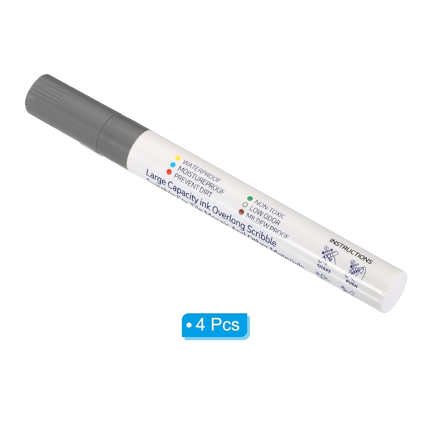 PATIKIL Grout Pen, 4 Pack Grey Tile Marker Waterproof Grout Sealer Pen Tile Repair Pens Paint Pens for Wall Floor Bathroom Kitchen Refresh