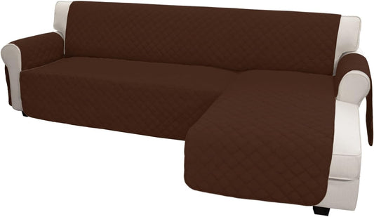Easy-Going L Shape Sofa Cover Sectional Couch Cover Chaise Lounge Sofa Slipcover Furniture Protector Mat for Pets Dog Cat (Large, Coffee/Coffee)