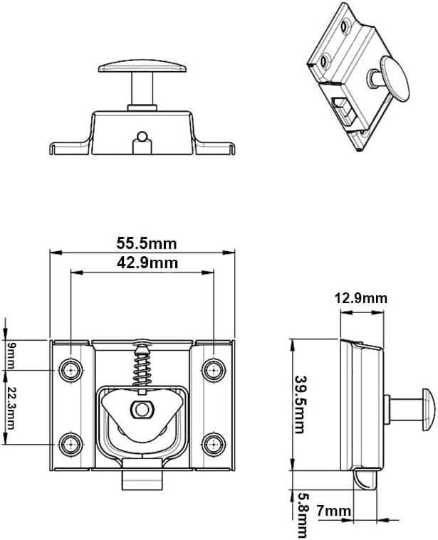 QCAA Oval Turn Cabinet Latch, for Cupboard & Other Furniture, Large, Matte Black, Made in Taiwan, 2 Pack
