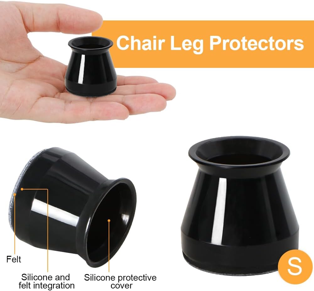 32 Pcs Chair Leg Protectors for Hardwood Floors, Silicone Felt Furniture Leg Cover Pad for Protecting Floors from Scratches and Noise, Smooth Moving，Small(Fit Round Diameter：5/16" to 1-5/16")