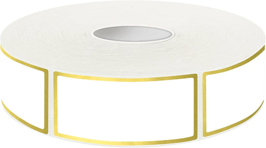 600 Golden Border Removable Freezer Labels Water Oil Resistant with Perforation Line for Food Containers Jars Pantry Organization (Ink Quick-Dry，1” x 2”)