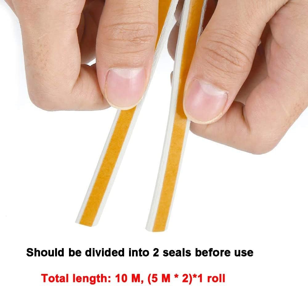 Weather Stripping Seal Strip Tape, Doors Windows Frame Self Adhesive D Type Foam Sealing Tape, 32.8Ft Rubber Soundproof Insulation Cell Foam Stripping, White