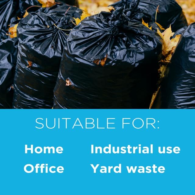 250 Count, 40-45 Gallon Trash Bags, Heavy Duty Black Bags, Ideal for 39, 40, 42, 45 Gallon