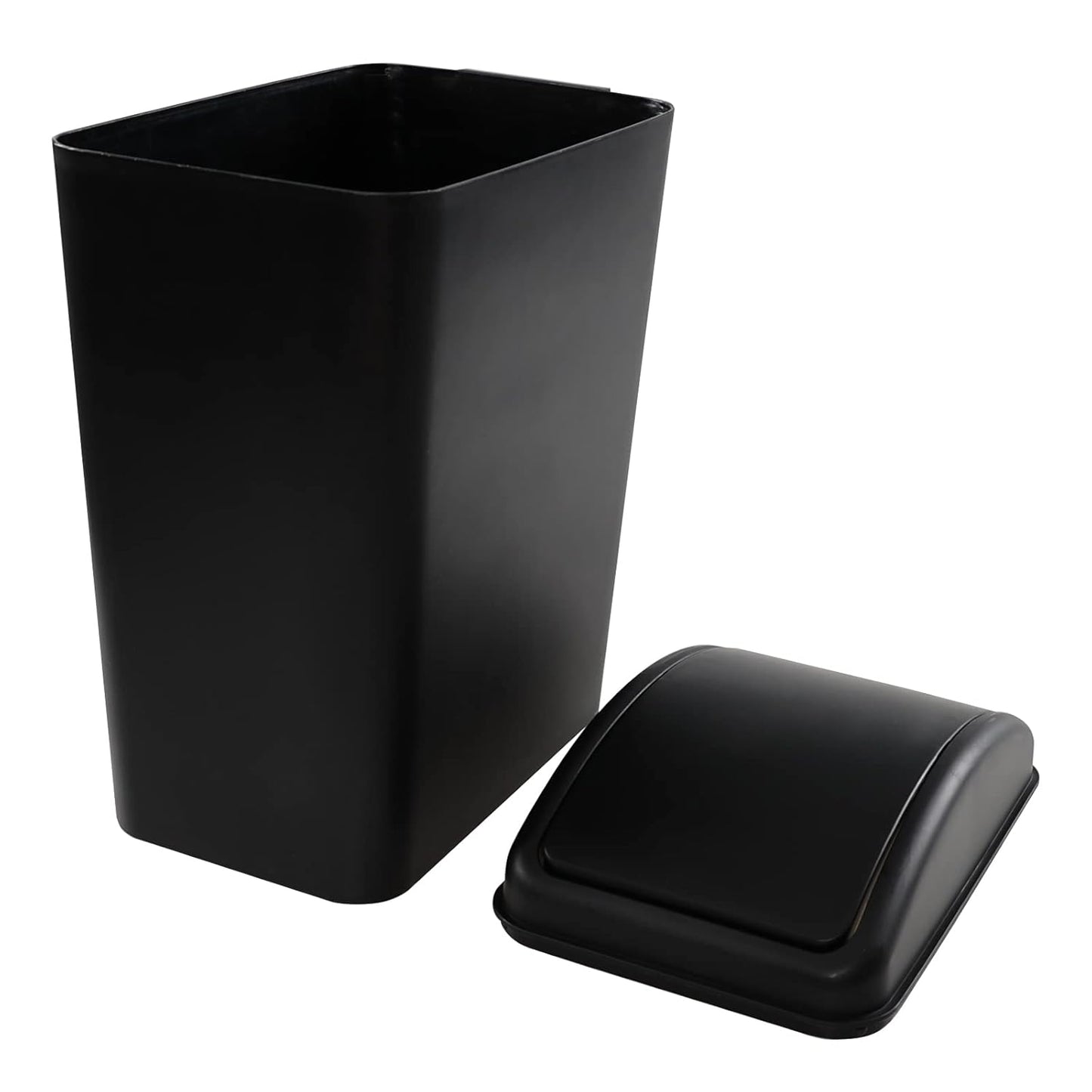 4.5 Gallon Swing Top Trash Bin, Plastic Garbage Can with Lid, Black, 3 Pack