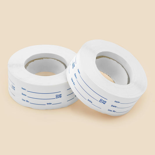 QWORK Dissolvable Food Labels (1000pcs) - 2 Rolls Removable Labels for Food Containers, Freezer Labels, Writeable Date Labels