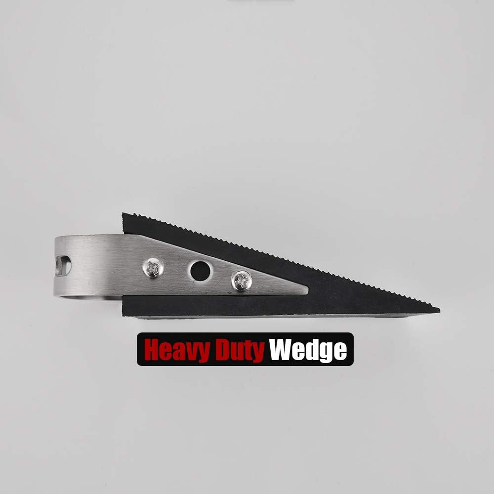 JQK Heavy Duty Door Stopper Rubber Wedge, 304 Stainless Steel Security Door Stops Works On All Floor Types, Brushed(2 Pack), DSB6-BN-P2